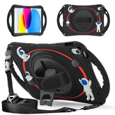 iPad Case Rugged Case with Handle Stand Shoulder Strap for iPad 10th 10.9 Inch 2022-Black