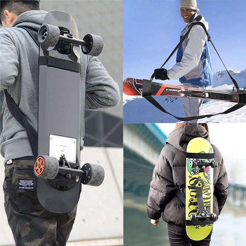 Universal Adjustable Shoulders Carry Strap for Skateboard Longboard-Black