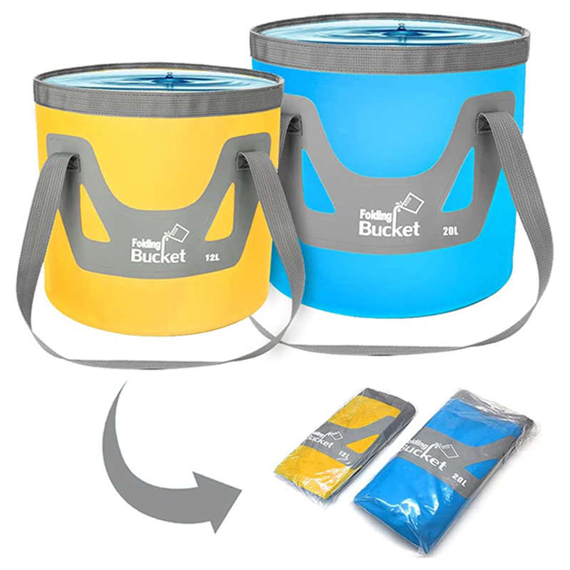 2Pcs Collapsible Bucket with Handle Ultra Outdoor Basin Pail 20L-12L