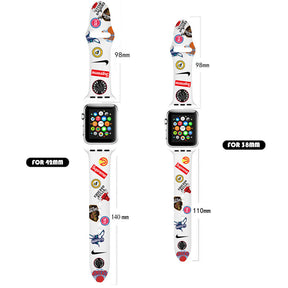 Soft Silicone Watch Bands Pattern Printed Band for iWatch Series6/5/4/3/2/1/SE-NBAWhite