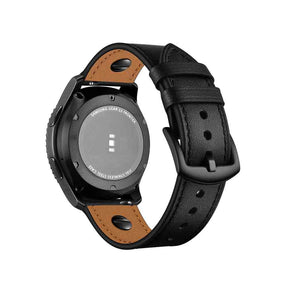 One Nail Style Leather Watch Band For Samsung Galaxy Watch 42/46mm Gear S3 Frontier/Classic(Black)