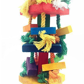 Oversized Bird Colorful Wood Block Tear Toy for Parrot African Grey Macaw