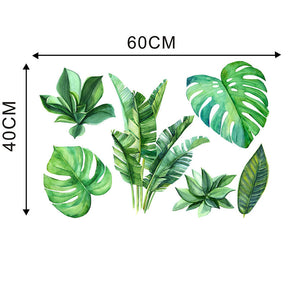 Removable 3D Nordic Green Plants Fresh Leaves Wall Stickers Home Art Decor