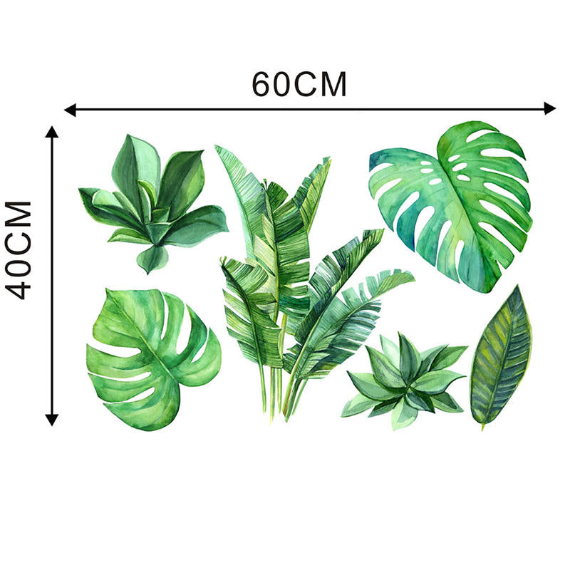 Removable 3D Nordic Green Plants Fresh Leaves Wall Stickers Home Art Decor