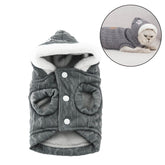 Cat Sweater with Hats Dog Hoodies Puppy Winter Coat Cold Weather Clothes-Grey