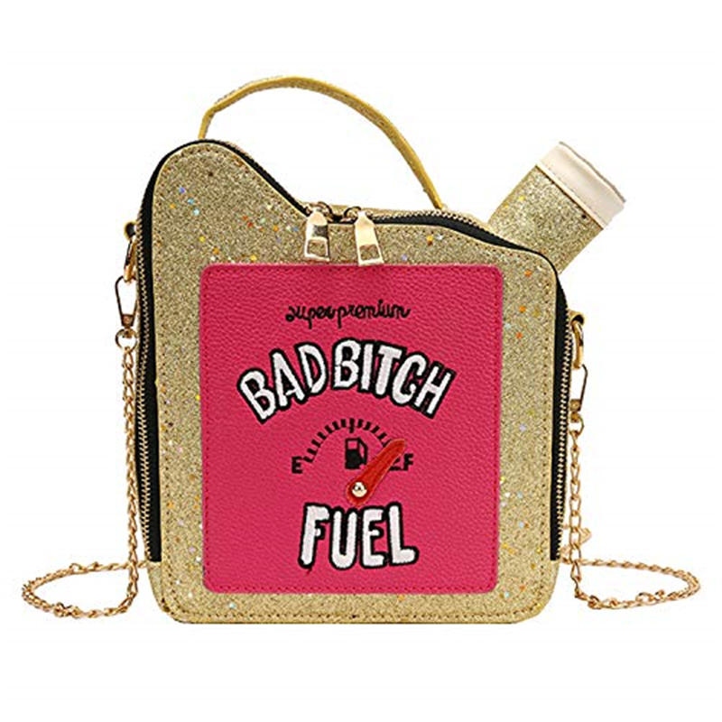 Women Fashion Sequin Crossbody Bag Fun Gasoline Handbag-Gold