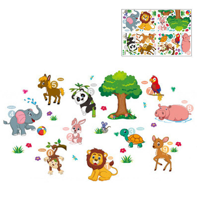 Creative Cartoon Removable 3D Wall Stickers Forest Animal Gathering Decoration For Children Room-07