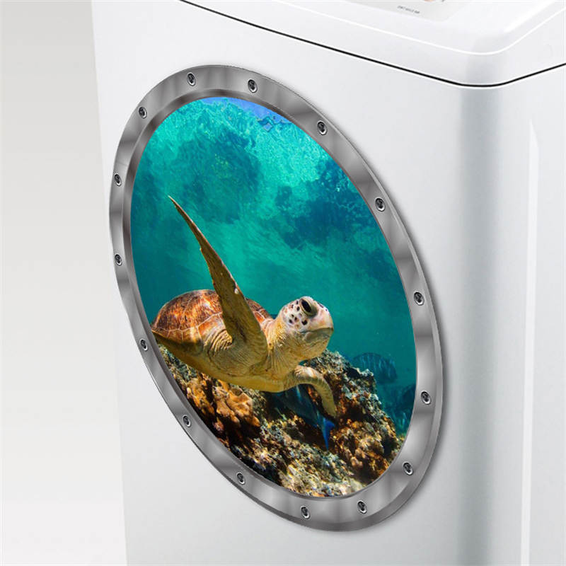 Removable 3D Under The Sea Nature Scenery Decor Submarine Window Sea Turtles Wall Sticker