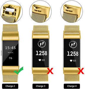 Stainless Steel Magnetic Strap For Fitbit Charge 2 Replacement Bracelets Milanese-Gold