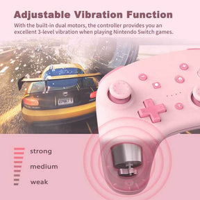 Wireless Controller with Turbo Wake-up Motion Vibratio for Nintendo Switch/Switch Lite/OLED-Pink