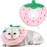 Adjustable Cat Cone Collar Soft Cute Cat Recovery Collar After Surgery-Strawberry