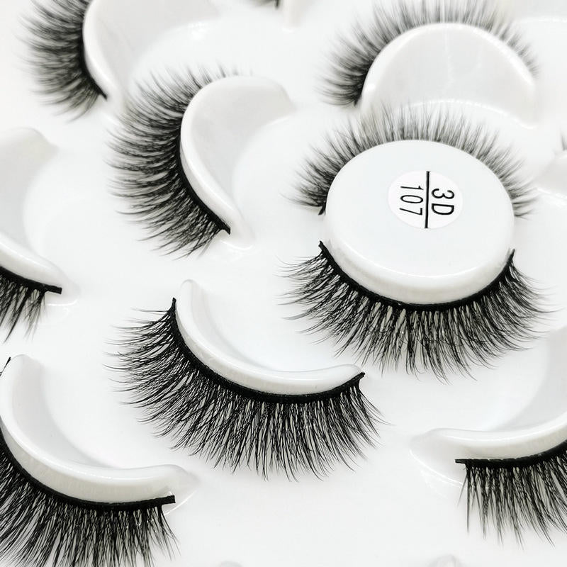 10 Pairs 3D False Eyelashes Reusable Wispy Cat Eye Natural Look Lashes-107