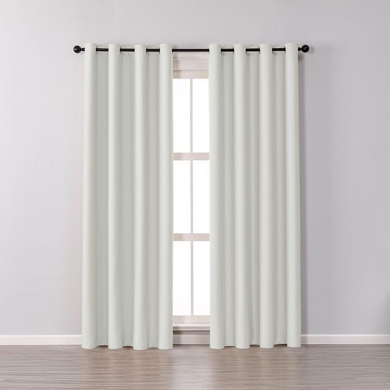 2 Panels Solid Color Blackout Curtains for Living Room-White