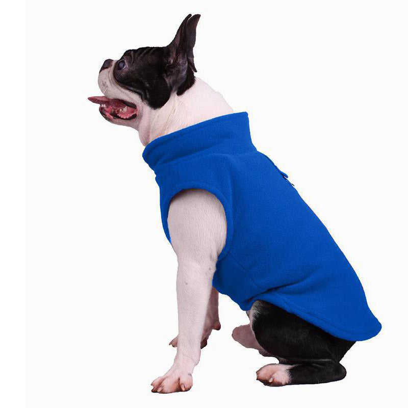 Dog Warm Vest Solid Color Pet Clothes for Small Medium Dogs and Cats-Navy Blue