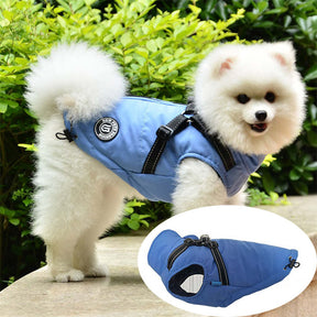 Dog Vest Harness for Winter Windproof Fleece Lined Warm Puppy Jacket-LightBlue