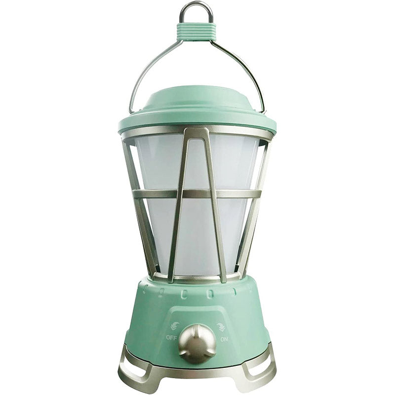 LED Camping Lantern with Flame Effect 2 Lighting Modes for Emergency Hiking Fishing-Green