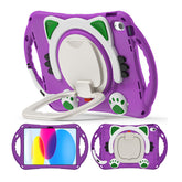 Cat Tablet Case For iPad 10th Kids Friendly with Handle Stand-Purple