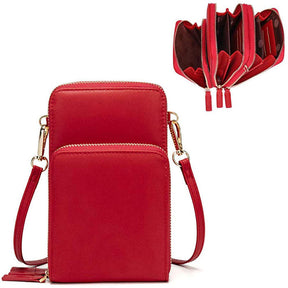 Crossbody Phone Bag for Women Small Shoulder Bag Cell Phone Wallet Purses and Handbags with 14 Credit Card Slots-Red