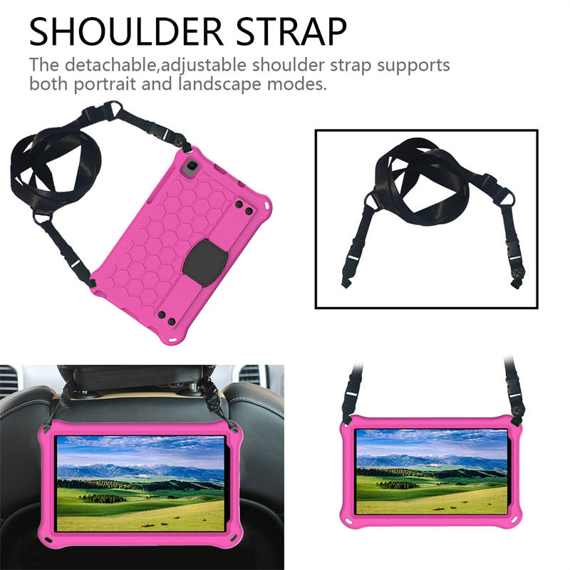 Hive Tablet Case For SamSung Tab A7 Lite 8.7(T220/T225) 2021/Tab A8 (P200/P225) 2019 Durable Stand Cover With Shoulder Strap-RoseBlack