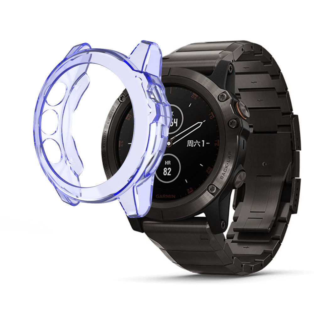 TPU Transparent Frame Case For Garmin Fenix 5X-Blue