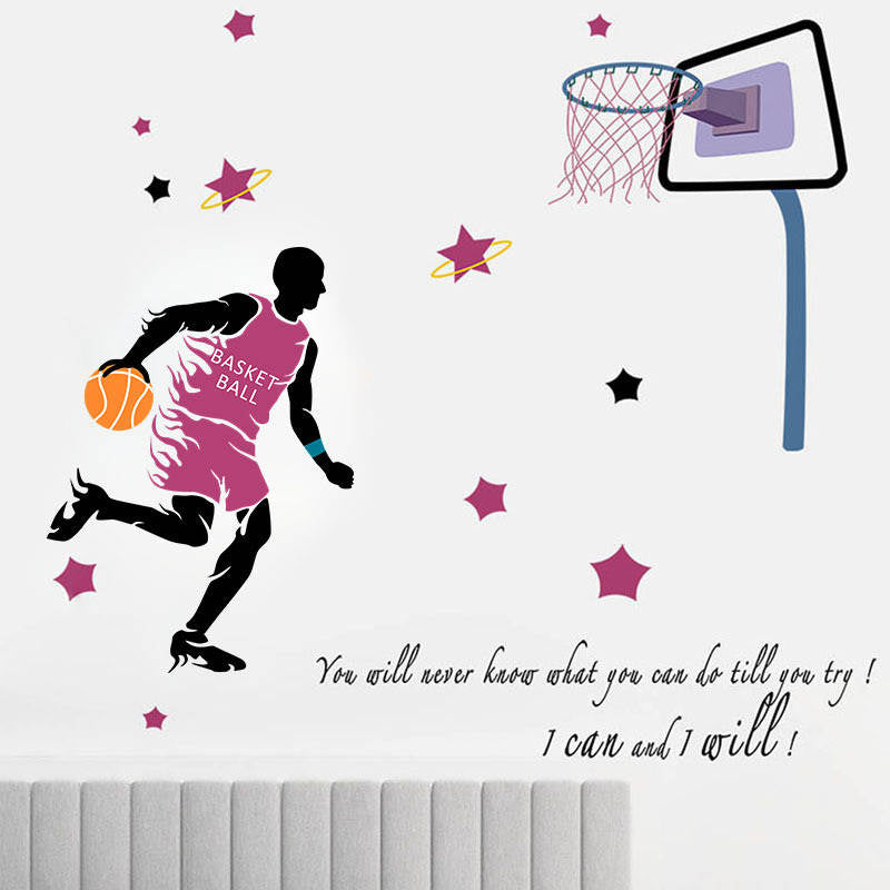 Basketball Players Wall Stickers Star Decals for Kids Room Home Decoration