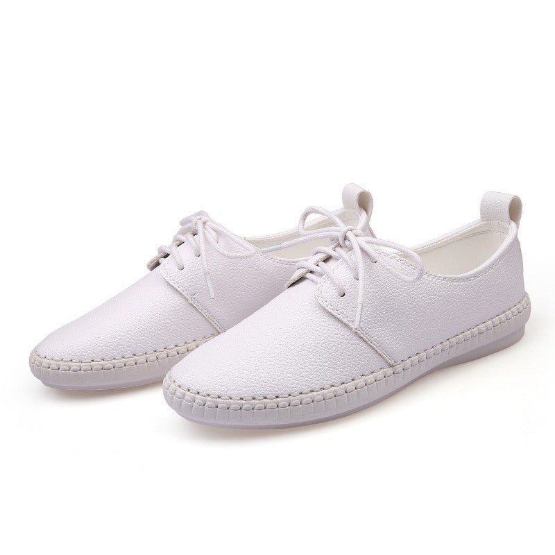 Womens Slip on Sneaker PU Leather Lace-up Casual Walking Shoes