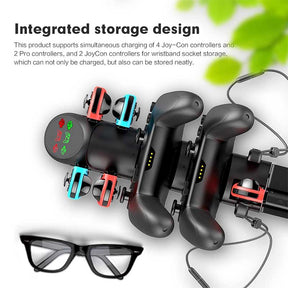 Charging Station with LED Indicator for Switch Joy Cons and Pro Controllers