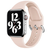 Silicone Sport Replacement Strap with Classic Clasp for iWatch Series SE 6 5 4 3 2 1-LightPink