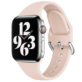 Silicone Sport Replacement Strap with Classic Clasp for iWatch Series SE 6 5 4 3 2 1-LightPink