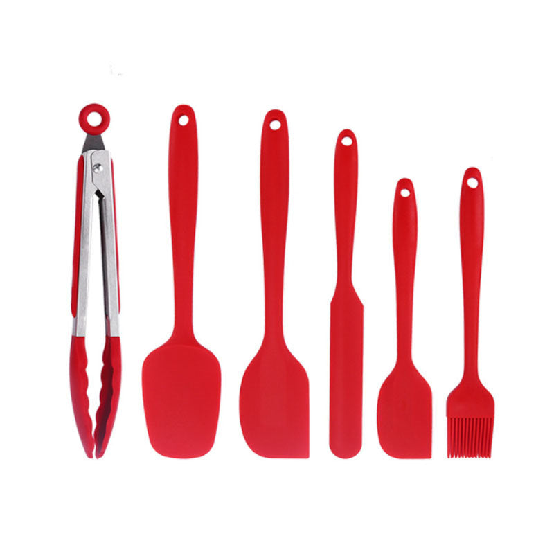 6Pcs Food Silicone Spatula Set High Heat Resistant Spatulas-Red