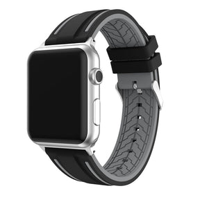 Rubber Sport Watch Bands for iWatch Series 6/SE/5/4/3/2/1 Bicolor Strap-BlackGray