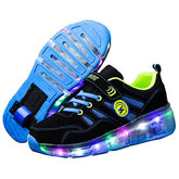 Roller Shoes Girls Boys Flashing Sneakers Outdoor Skates-Blue