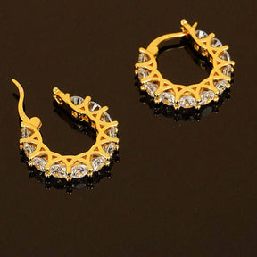 Fashion Zircon Laciness Hoop Earrings For Womens-Gold