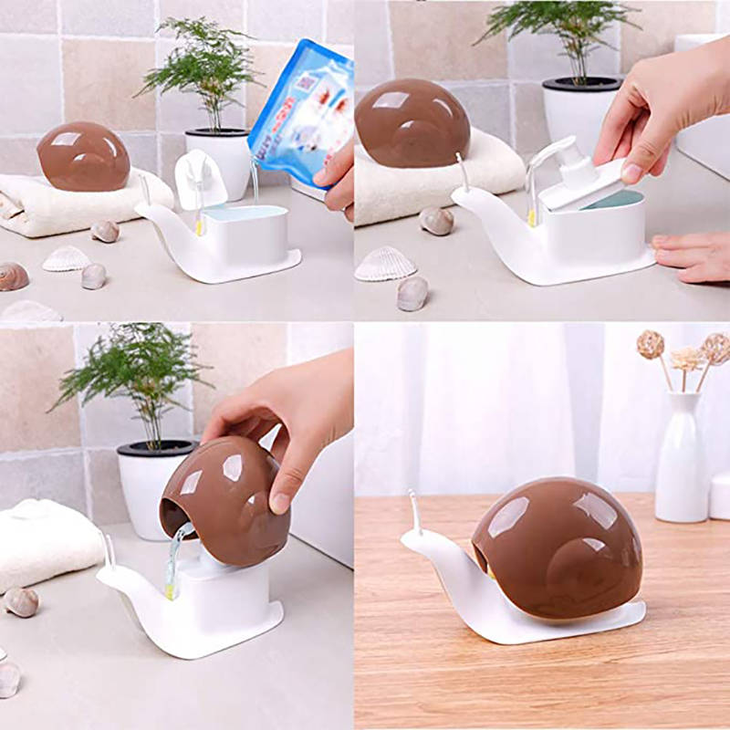 Cute Snail Soap Dispenser for Kitchen Bathroom Accessories-Brown