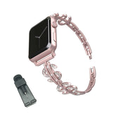S Shape Watch Band Stainless Steel Wristbands Replacement iWatch Strap for Apple IWatch Series 1/2/3/4/5/6/SE For Women-Rose Pink