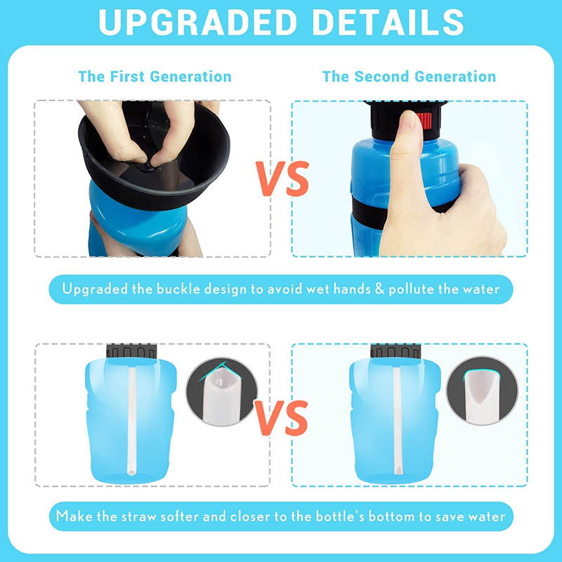 Pet Portable Water Bottles Safety Silicone Collapsible Bottle for Travel 600ML-Blue