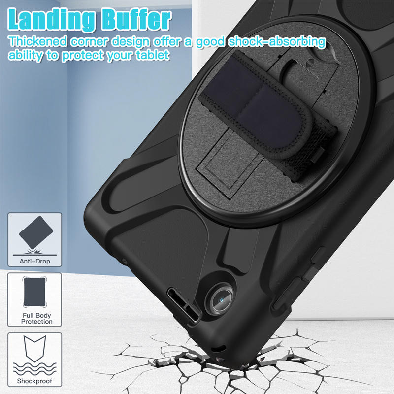 Tablet Case Heavy Duty with Swivel Stand for Lenovo Tab M8 4th Gen-Black