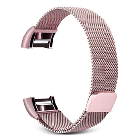 Stainless Steel Magnetic Strap For Fitbit Charge 2 Replacement Bracelets Milanese-Rose Pink