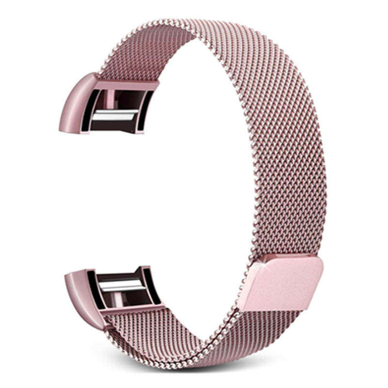 Stainless Steel Magnetic Strap For Fitbit Charge 2 Replacement Bracelets Milanese-Rose Pink