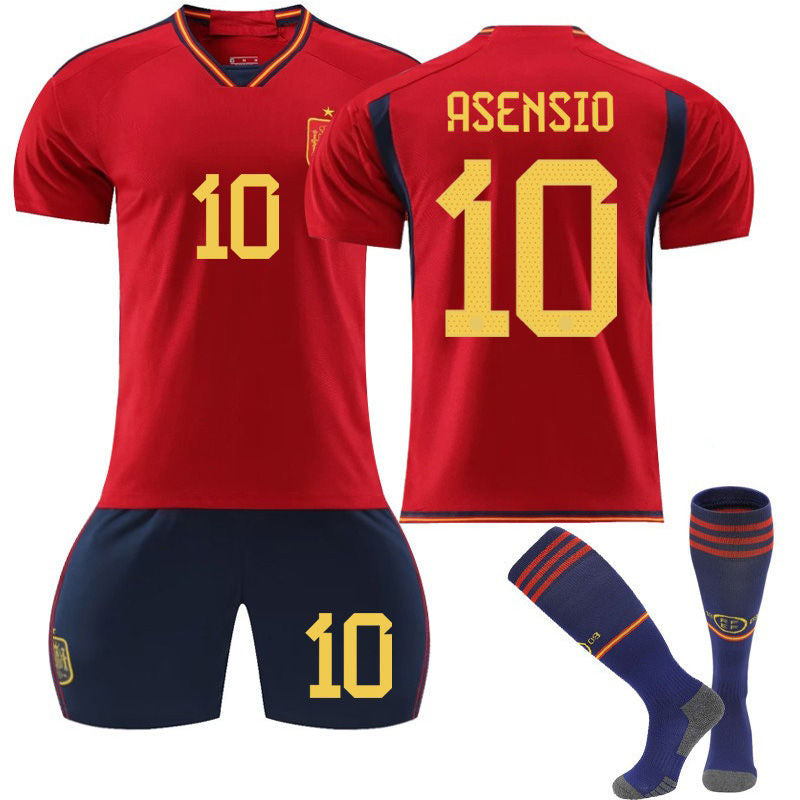 ASENSIO #10 Spain Home Jersey 2022/23 Soccer Jersey Kit Football T-shirt Set For Adult Kids