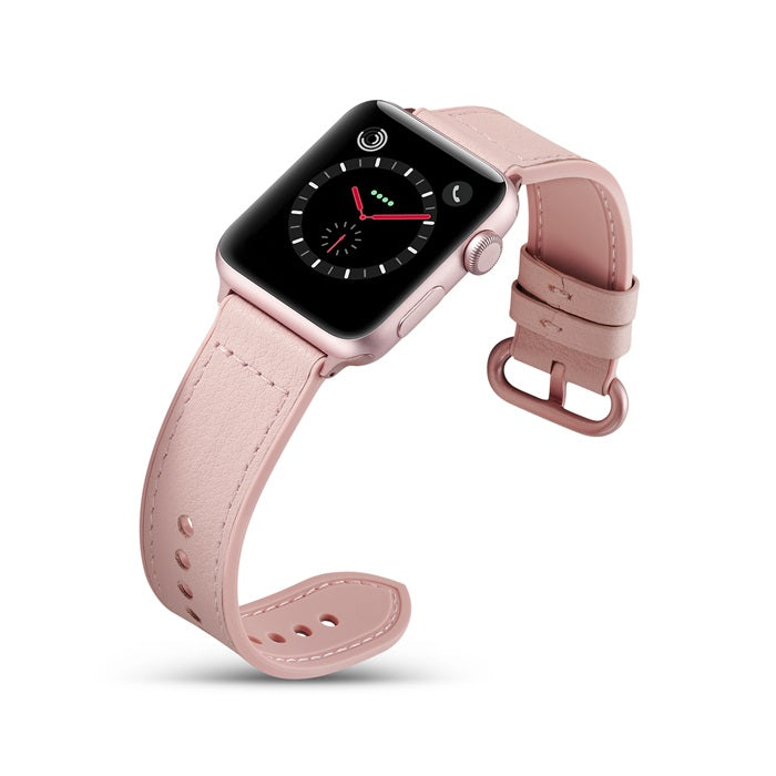 Silicone+Leather Watch Strap For Apple iWatch-RoSE Red