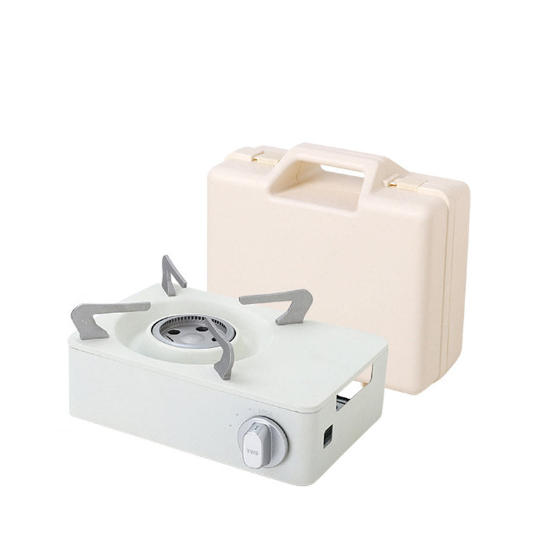 Mini Camping Butane Stove Burner with Carrying Case-Ivory White