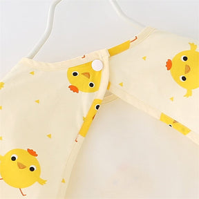 Toddler Short Sleeved Smock Cartoon Waterproof Apron for Feeding Painting-Chick