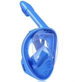 Kids Snorkel Mask Full Face with Camera Mount 180 Degree Panoramic View Snorkeling Set-Blue