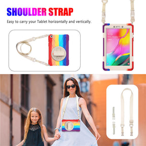 Samsung Tablet Case With Pencil Stand+Rotating Stand+Shoulder Strap For Tab A 8 T290/T295-Red