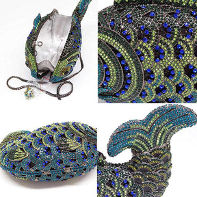 Mini Women Fish Evening Bags Crystal Clutch Purse Rhinestone Handbags with Chain-5