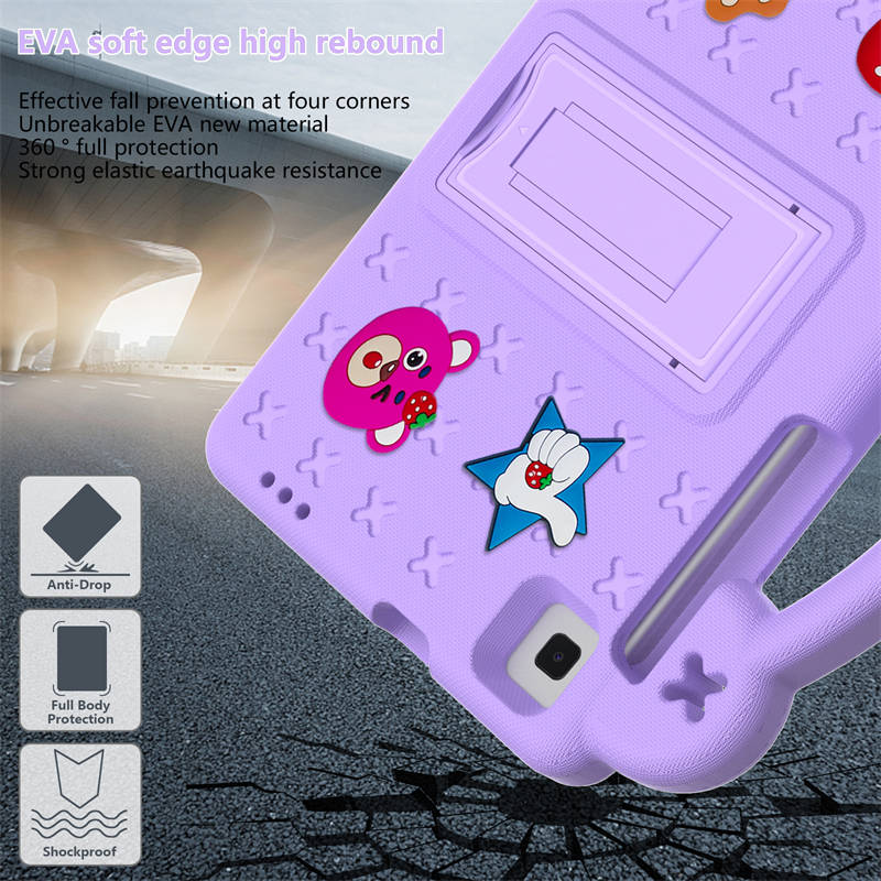 Strawberry Tablet Case with Holder for HUAWEI M3/Samsung Galaxy Tab A7 Lite(2021)/A8 (2019)-LightPurple