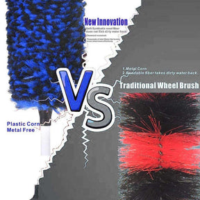 Metal Free Wheel Cleaner Brush Highly Absorbent Tire Brush for Cleaning Tires and Rims-Blue