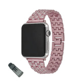 QZ Stainless Steel Bling Watch Band Metal Bracelet Adjustable Wristbands for Apple IWatch Series SE/1/2/3/4/5/6 For Women-Rose Pink