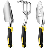 3Pcs Heavy Duty Gardening Tools Cast Aluminum with Soft Rubberized Non-Slip Handle Garden Tools Set -Yellow